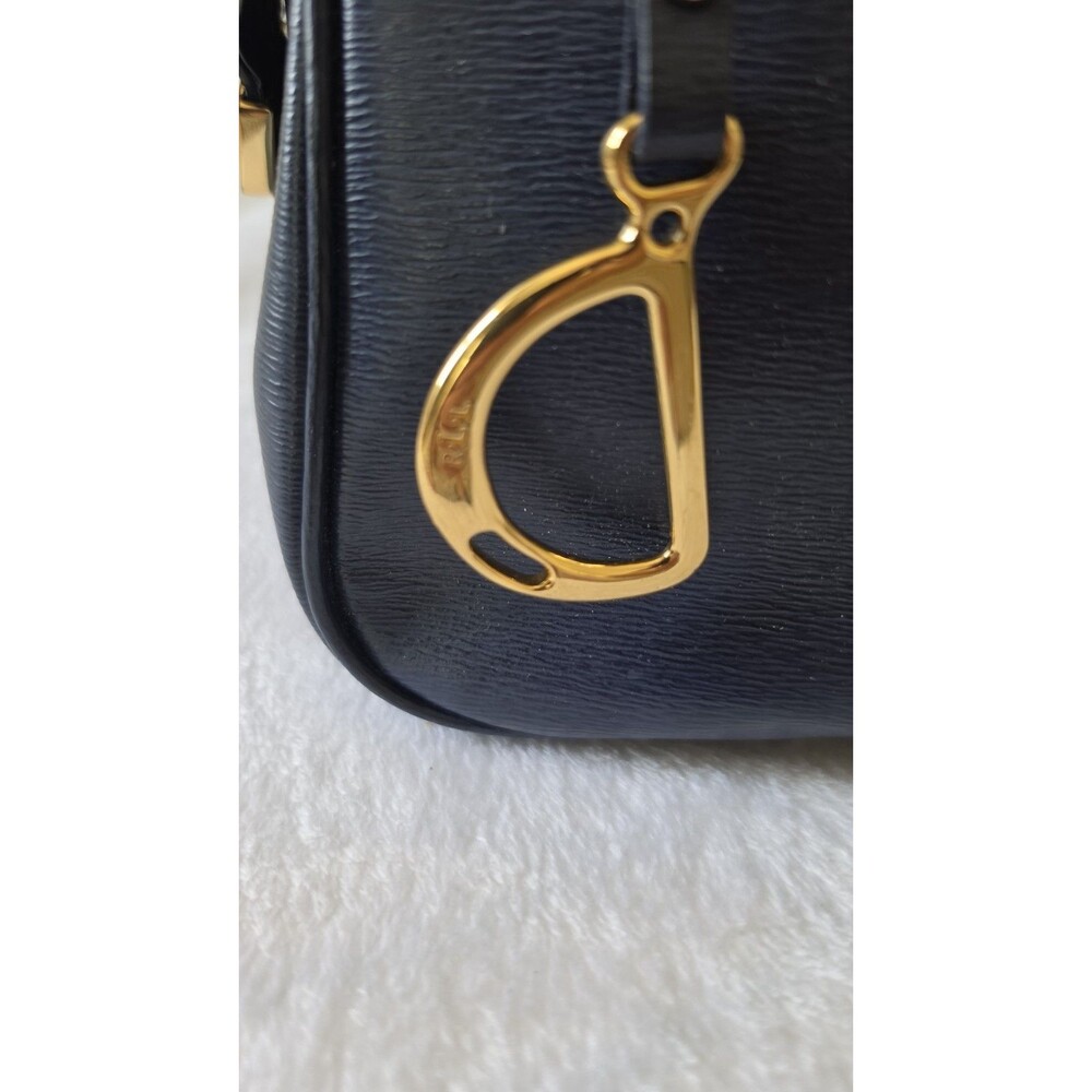 Lauren Ralph Lauren Sloan Street Dome Satchel Blue Textured Leather Old Money - Picture 7 of 14